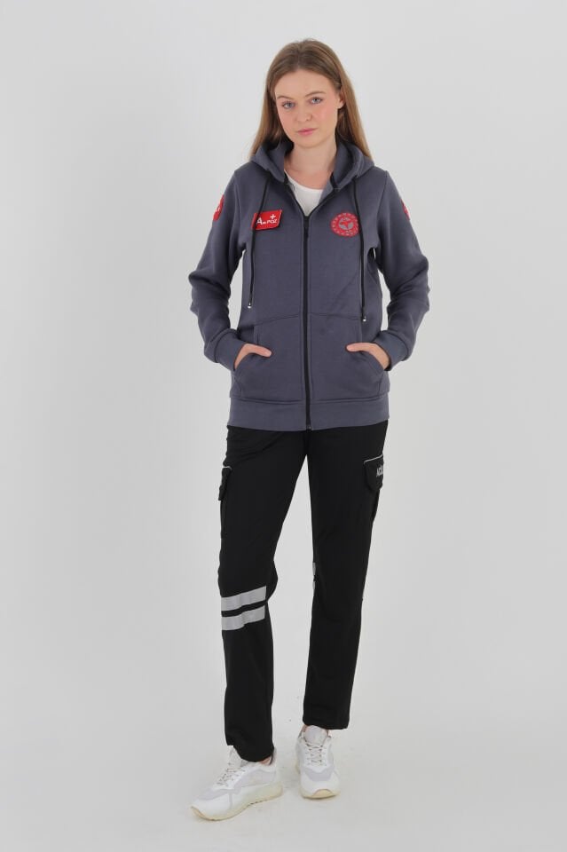 112 Acil Sağlık Füme Kapşonlu Polar (Unisex)