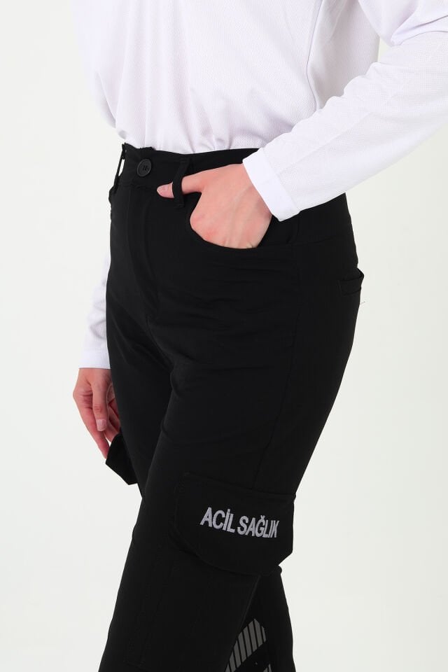 Yeni Acil Sağlık Siyah Outdoor Likralı Pantolon (Unisex)