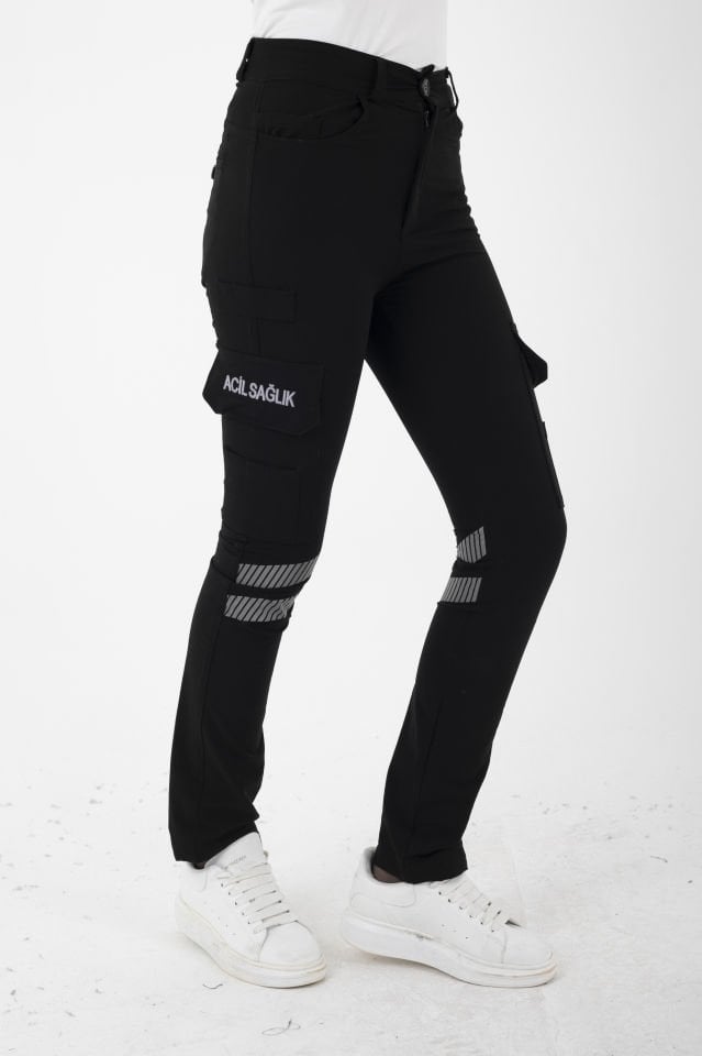 Yeni Acil Sağlık Siyah Outdoor Likralı Pantolon (Unisex)