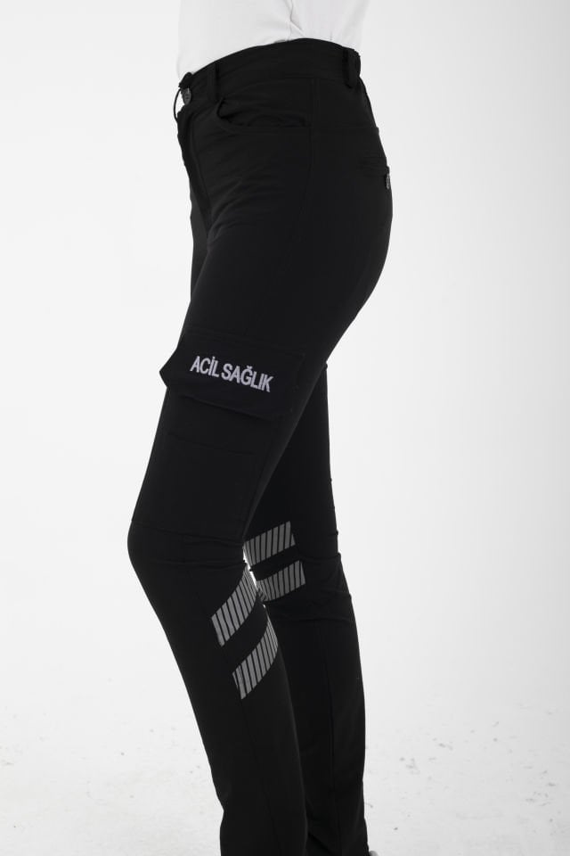 Yeni Acil Sağlık Siyah Outdoor Likralı Pantolon (Unisex)