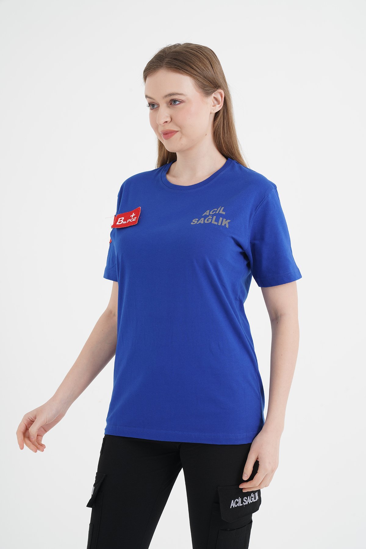 Acil Sağlık Ambulans Penye T-shirt (Unisex) L-44 Beden - Sax Mavisi