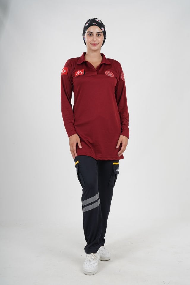 Yeni 112 Acil Sağlık Bordo Comfort Tunik (Fileli)