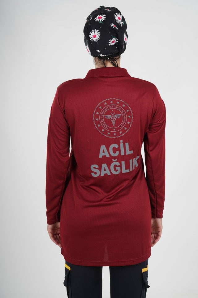 Yeni 112 Acil Sağlık Bordo Comfort Tunik (Fileli)