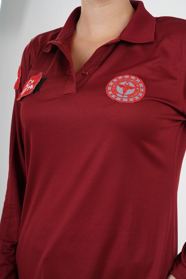 Yeni 112 Acil Sağlık Bordo Comfort Tunik (Fileli)