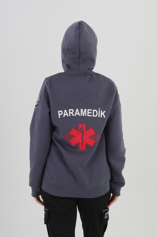 Paramedik Füme Kapşonlu Polar (Unisex)