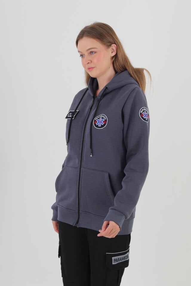 Paramedik Füme Kapşonlu Polar (Unisex)