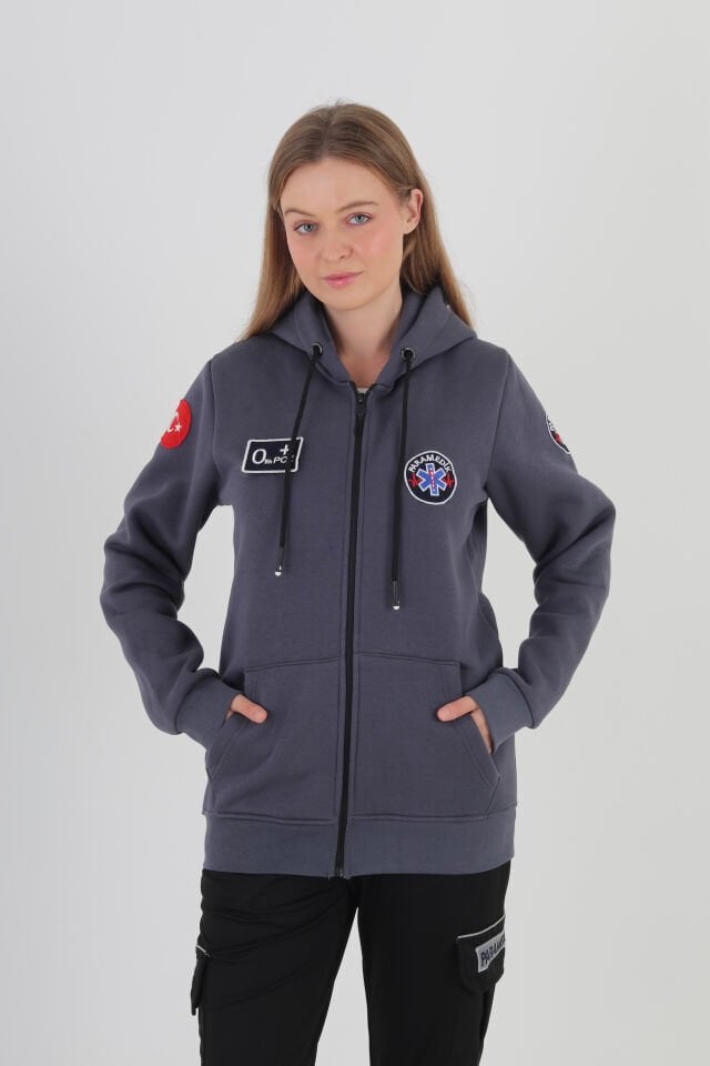 Paramedik Füme Kapşonlu Polar (Unisex)