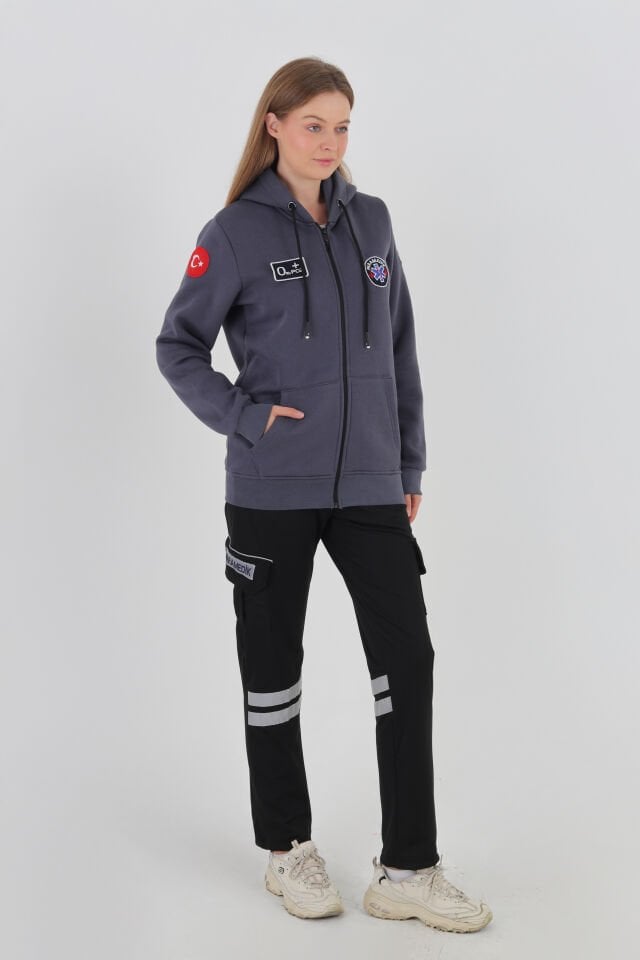 Paramedik Füme Kapşonlu Polar (Unisex)