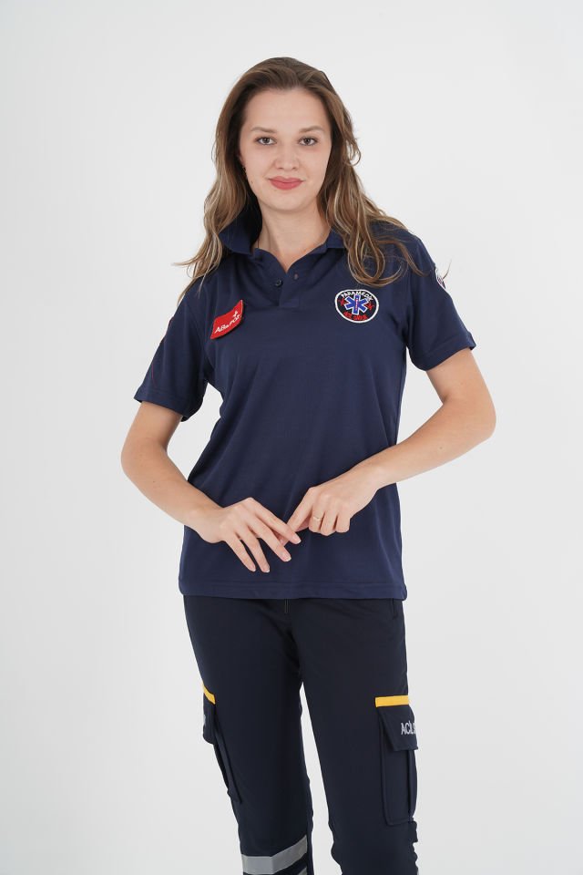 Paramedik T-shirt Comfort Polo Yaka Lacivert (Fileli-Unisex)