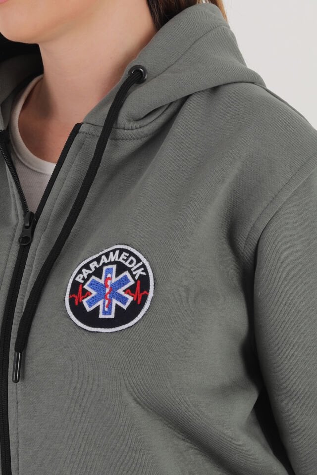 Paramedik Haki Yeşili Kapşonlu Polar (Unisex)