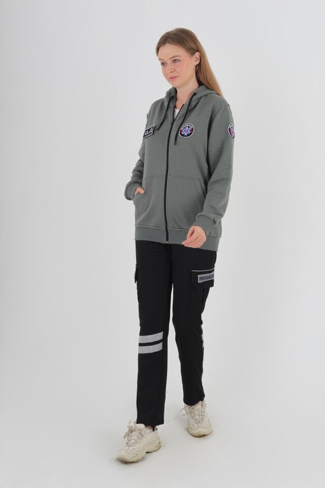 Paramedik Haki Yeşili Kapşonlu Polar (Unisex)