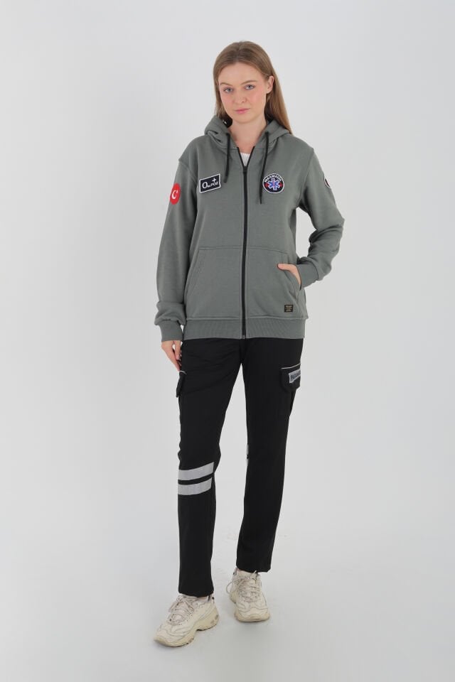 Paramedik Haki Yeşili Kapşonlu Polar (Unisex)