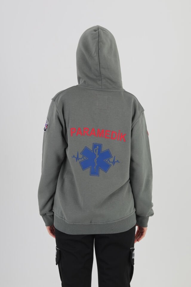 Paramedik Haki Yeşili Kapşonlu Polar (Unisex)