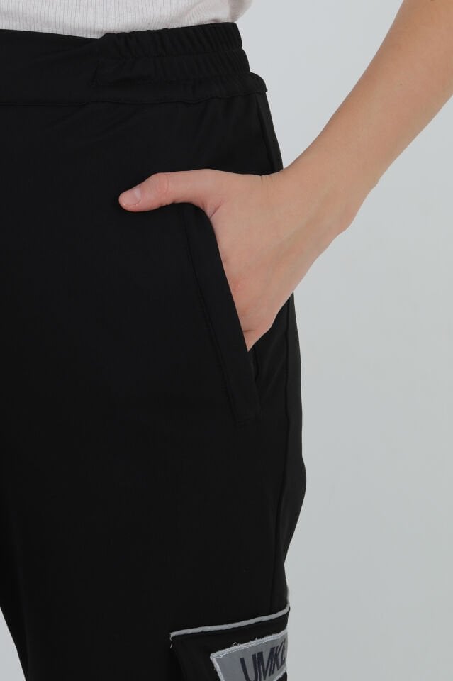UMKE Siyah Likralı Kışlık Eşofman Pantolon (Unisex)