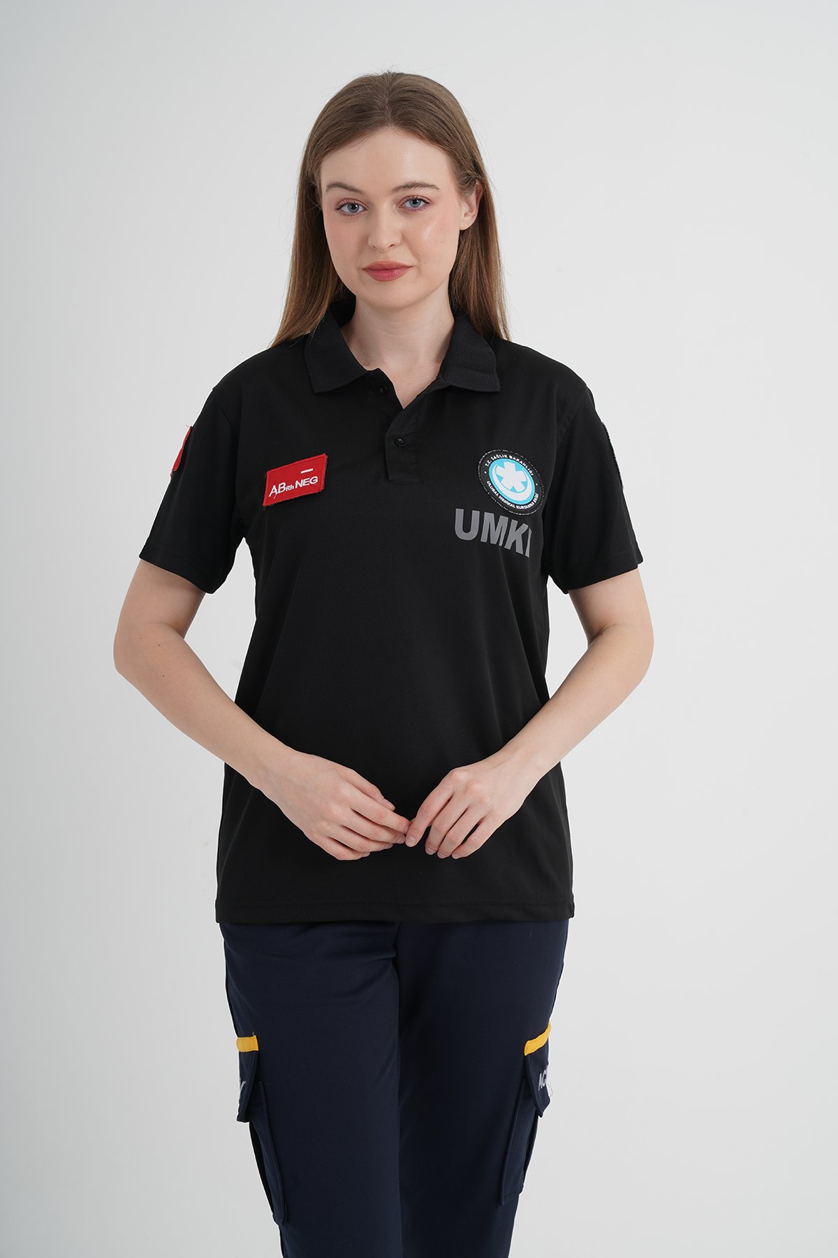 Yeni UMKE Siyah Polo Yaka Comfort T-shirt (Unisex-Fileli)