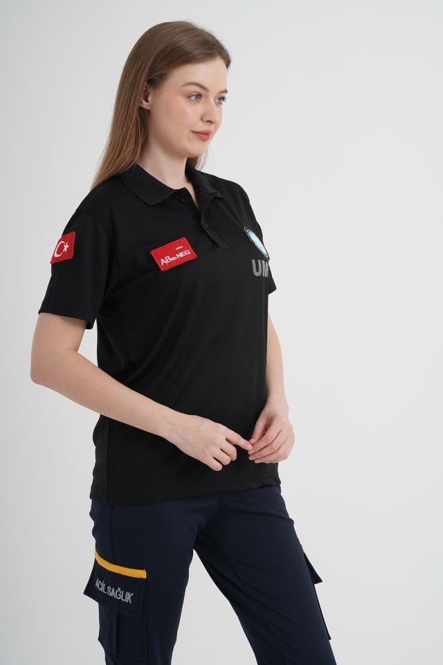 Yeni UMKE Siyah Polo Yaka Comfort T-shirt (Unisex-Fileli)