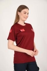YENİ Acil Sağlık Sıfır Yaka Comfort Bordo T-shirt (Fileli-Unisex)