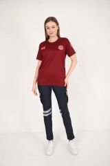 YENİ Acil Sağlık Sıfır Yaka Comfort Bordo T-shirt (Fileli-Unisex)