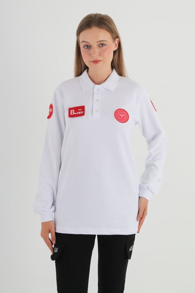 Yeni 112 Acil Sağlık Beyaz Polo Yaka Swit (UNİSEX)