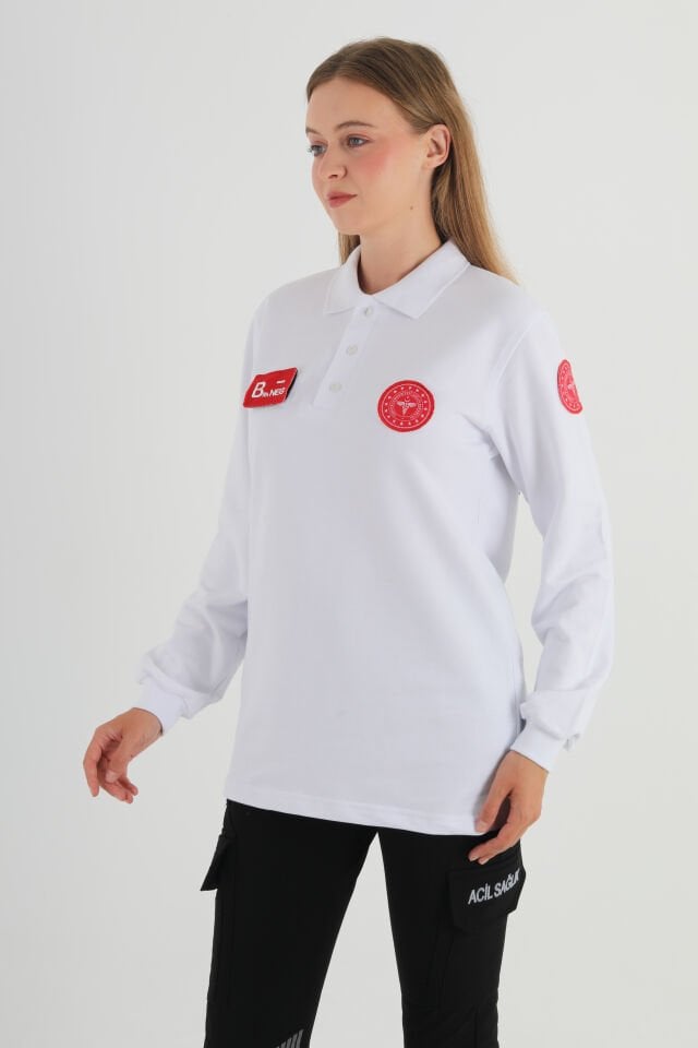 Yeni 112 Acil Sağlık Beyaz Polo Yaka Swit (UNİSEX)