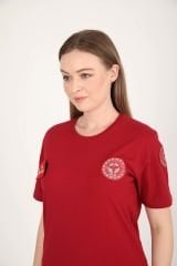 YENİ Acil Sağlık Sıfır Yaka Bordo Penye T-shirt (Unisex)