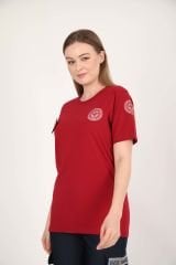 YENİ Acil Sağlık Sıfır Yaka Bordo Penye T-shirt (Unisex)
