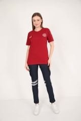 YENİ Acil Sağlık Sıfır Yaka Bordo Penye T-shirt (Unisex)