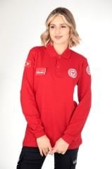 YENİ Kırmızı Uzun Kollu Lacoste 112 Acil Sağlık T-shirt (Unisex)