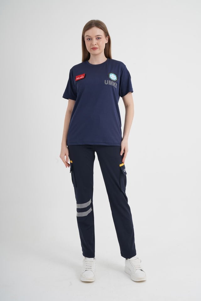 Yeni UMKE Lacivert Sıfır Yaka Comfort T-shirt (Unisex-Fileli)
