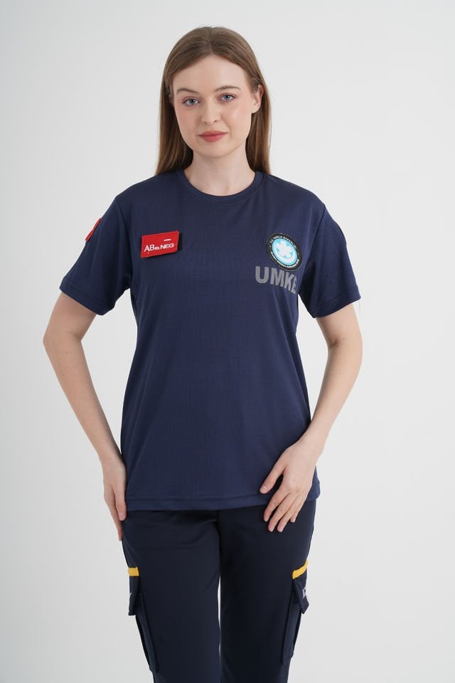 Yeni UMKE Lacivert Sıfır Yaka Comfort T-shirt (Unisex-Fileli)