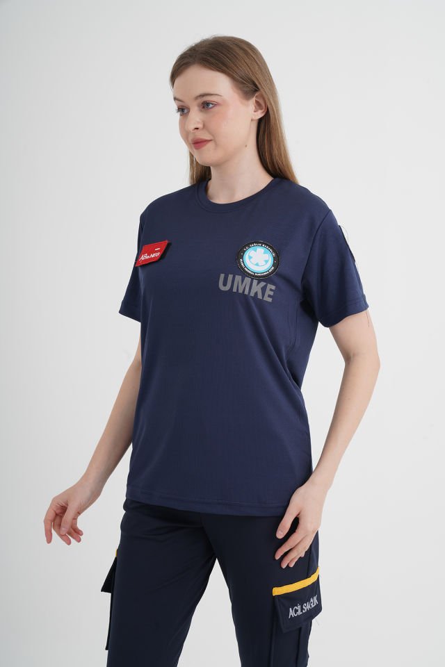 Yeni UMKE Lacivert Sıfır Yaka Comfort T-shirt (Unisex-Fileli)