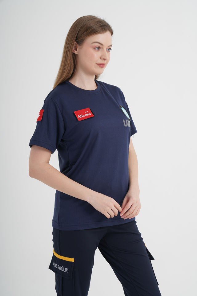Yeni UMKE Lacivert Sıfır Yaka Comfort T-shirt (Unisex-Fileli)