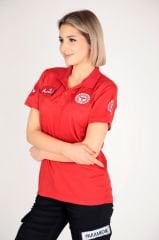 Yeni Kırmızı Acil Sağlık Comfort Polo Yaka T-shirt (Unisex-Fileli)
