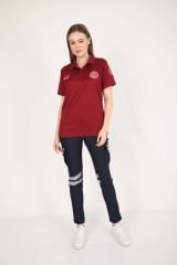 112 Acil Sağlık Bordo Polo Yaka Comfort T-shirt (Unisex-Fileli)