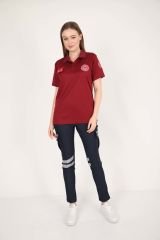 112 Acil Sağlık Bordo Polo Yaka Comfort T-shirt (Unisex-Fileli)