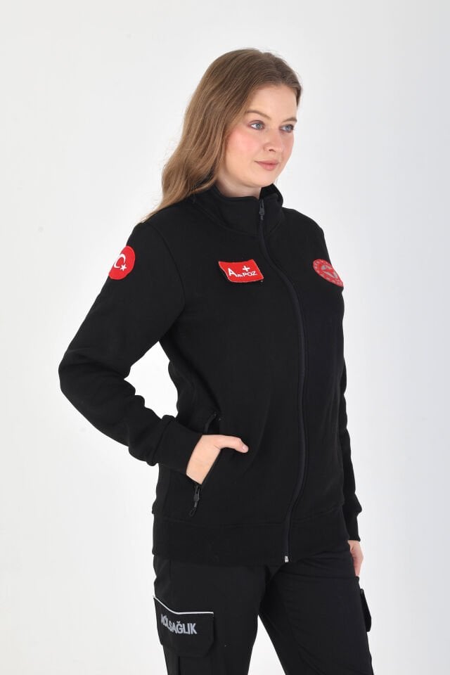 YENİ 112 Acil Sağlık Siyah Polar (3 İplik-Unisex)