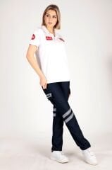 Yeni 112 Acil Sağlık Beyaz Polo Yaka Comfort T-shirt (Unisex-Fileli)