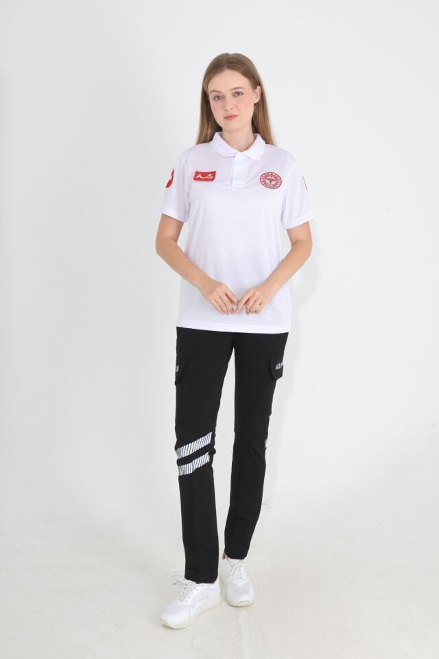 Yeni 112 Acil Sağlık Beyaz Polo Yaka Comfort T-shirt (Unisex-Fileli)