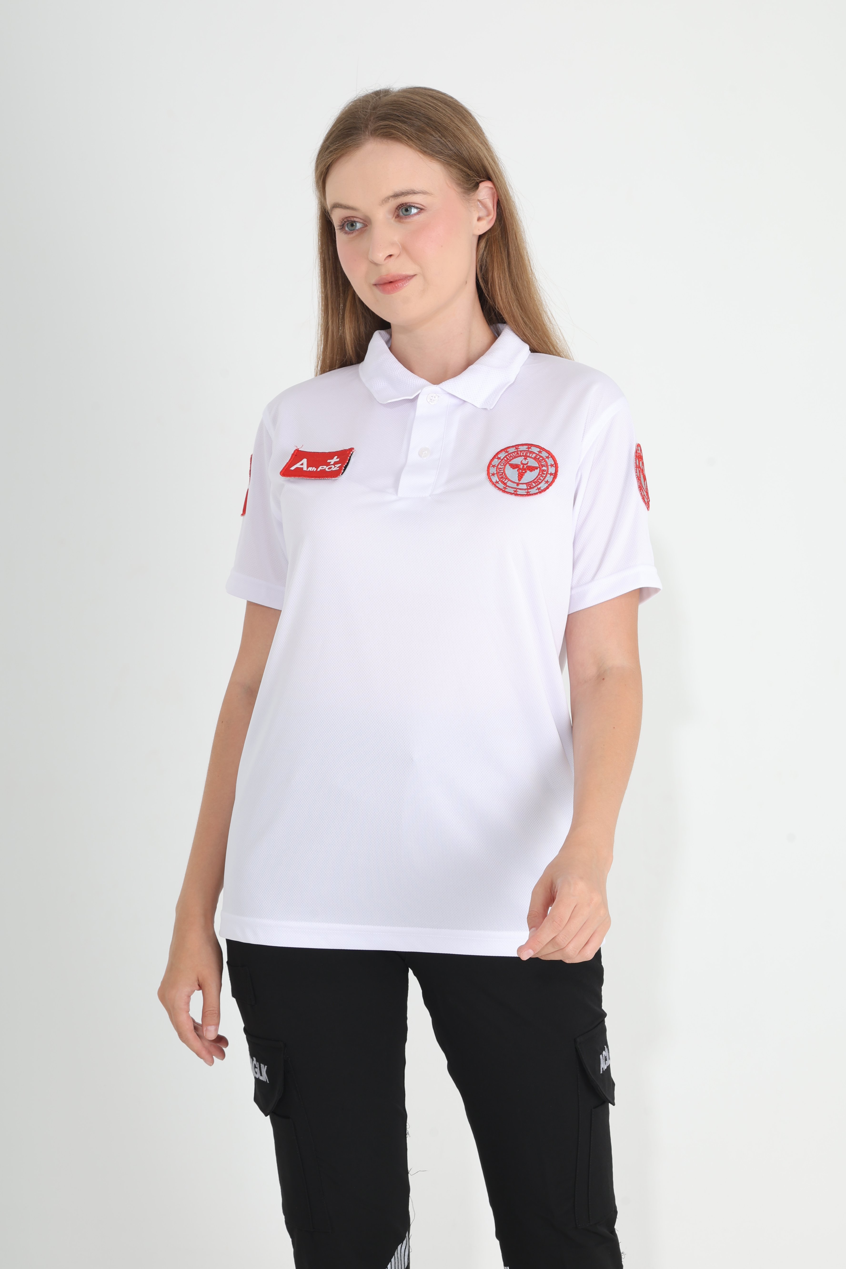 Yeni 112 Acil Sağlık Beyaz Polo Yaka Comfort T-shirt (Unisex-Fileli)