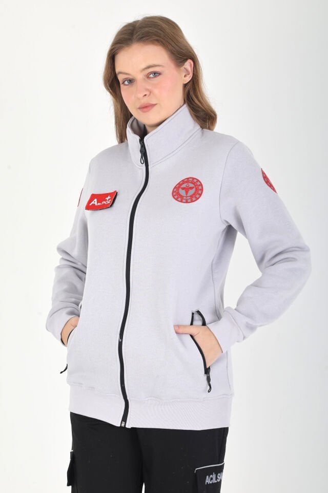 Yeni 112 Acil Sağlık Açık Gri Polar (3 İplik-Unisex)