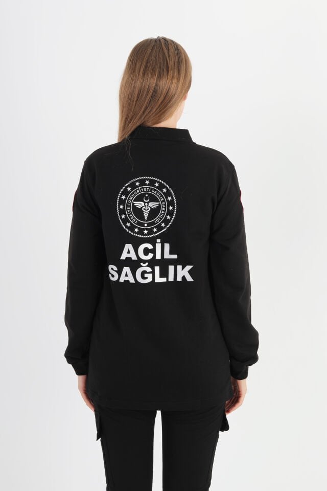 Yeni 112 Acil Sağlık Siyah Polo Yaka Swit (UNİSEX)