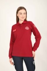 YENİ Acil Sağlık Uzun Kollu Bordo Lacost T-shirt(Unisex)