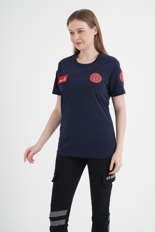 YENİ 112 Acil Sağlık Lacivert Penye T-Shirt (Unisex)