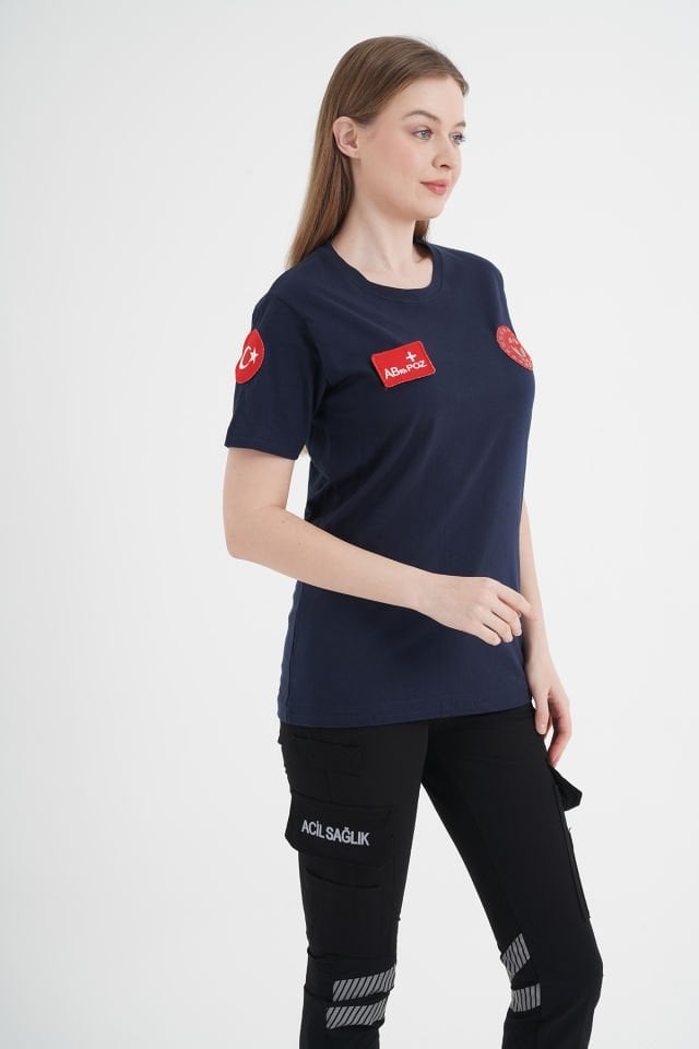 YENİ 112 Acil Sağlık Lacivert Penye T-Shirt (Unisex)