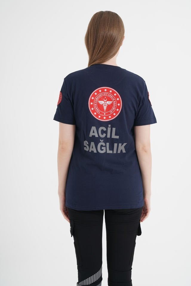 YENİ 112 Acil Sağlık Lacivert Penye T-Shirt (Unisex)