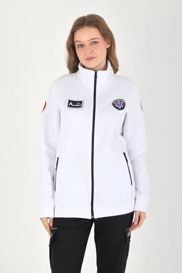 Yeni Paramedik Beyaz Polar (3 İplik Kumaş-Unisex)