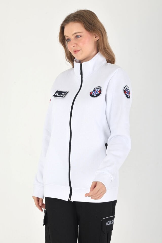 Yeni Paramedik Beyaz Polar (3 İplik Kumaş-Unisex)