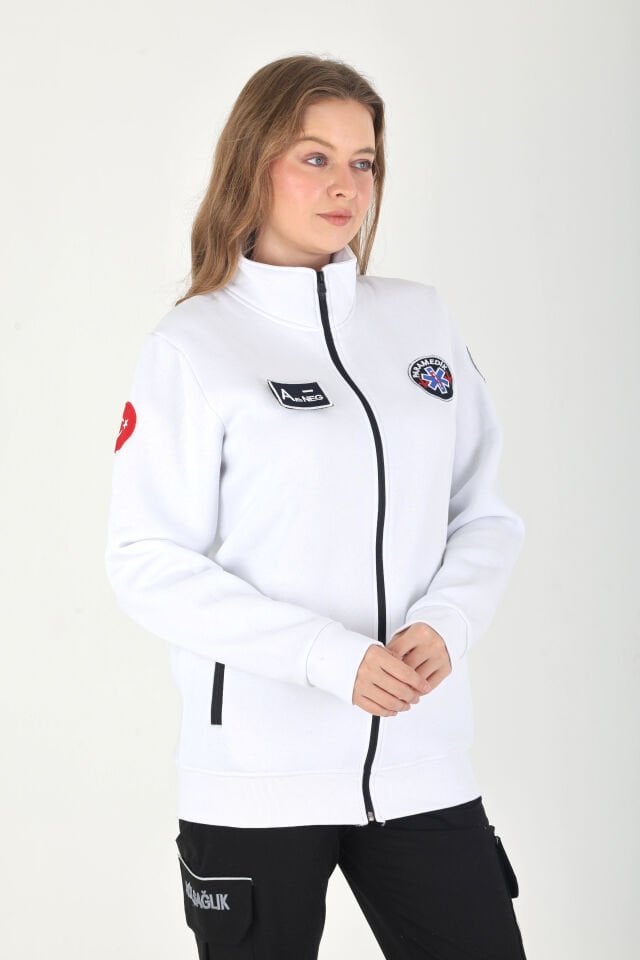 Yeni Paramedik Beyaz Polar (3 İplik Kumaş-Unisex)