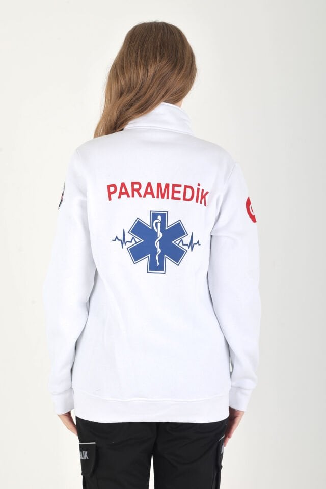 Yeni Paramedik Beyaz Polar (3 İplik Kumaş-Unisex)