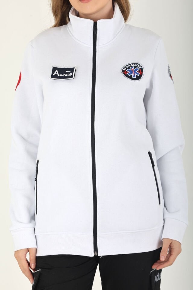 Yeni Paramedik Beyaz Polar (3 İplik Kumaş-Unisex)